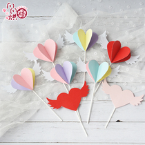 Net red three-dimensional love balloon wings birthday cake decoration plug-in plug-in card baking decoration flag decoration