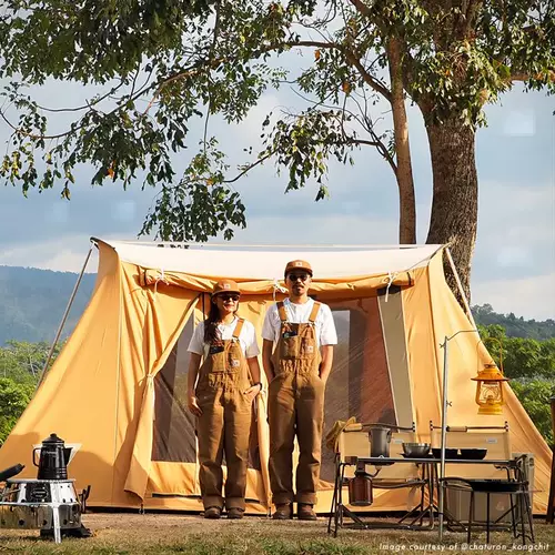 American Springbar Family Camper Camper Spring Tent 8 человек на улице