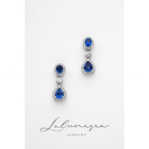 The Moon is the sea · returning Queen 18k platinum light luxury high-end water drops Royal sapphire diamond earrings