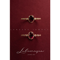 The Moon is the sea rugby rupees red treasure tourmaline ring 18K gold diamond year-end gift New year gift