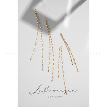The Moon is the sea shattered ear chain 18K gold simple fashion ins Wind double layer flash long ear chain