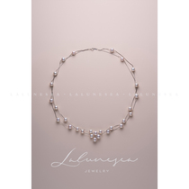 The Moon is the sea · starry sky wedding jewelry 18K double layer starry Aurora freshwater pearl necklace