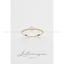 The Moon is the sea · Yaolight 18K gold classic four-claw inlaid Japanese light luxury wind niche Dewdrop diamond ring