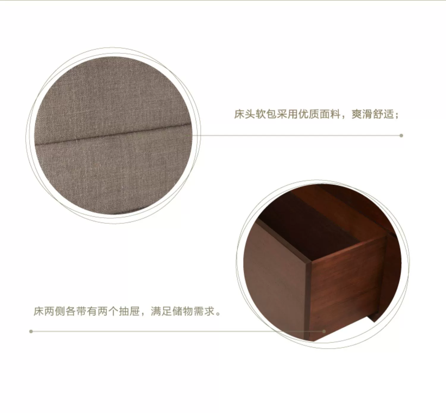 Tao Home Galaxy Giường đôi Kiểu Mỹ Đơn giản bằng gỗ cao su Nội thất phòng ngủ Gói mềm Giường tựa lưng 1,8m1,5m - Giường