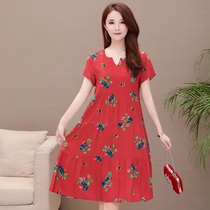Summer clothing middle aged cotton sweaters dress pure cotton pyjamas women gats up and more code easy Mom dress Mian sleeping dress