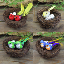 Emulation Bird Nest Balcony Adornment Garden Patio Bird Nest Small Swing Piece Wall Creative Branch Decoration Dry Branch Furnishing