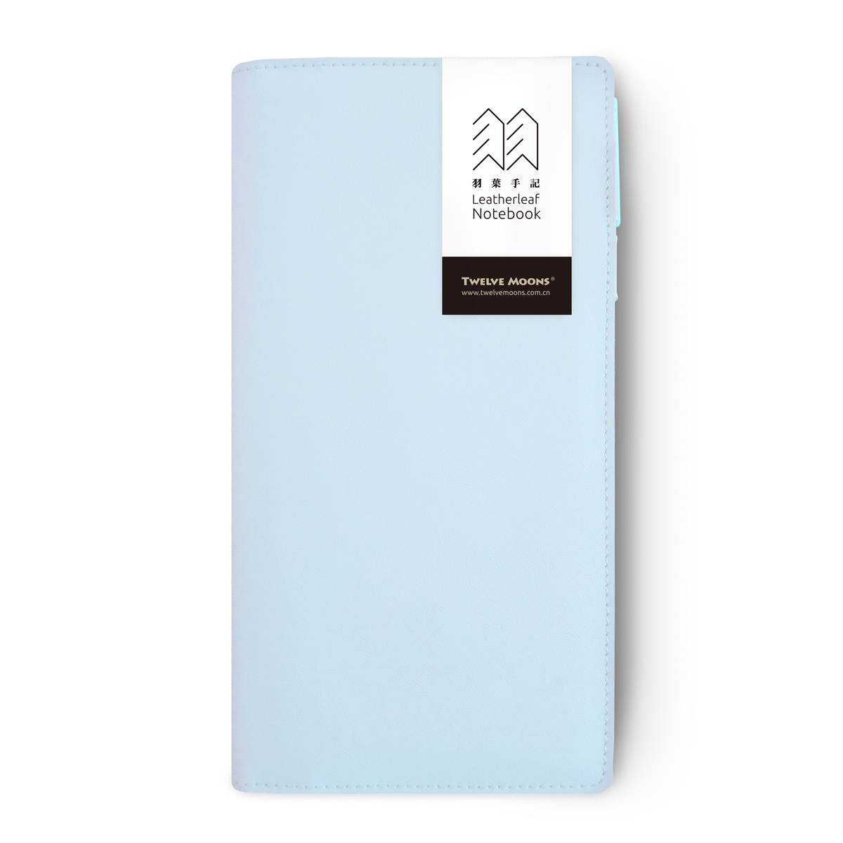 TWELVE MOONS COWHIDE FEATHER LEAF NOTEBOOK MULTI-function HAND LEDGER LOOSE-leaf BOOK-LIGHT BLUE