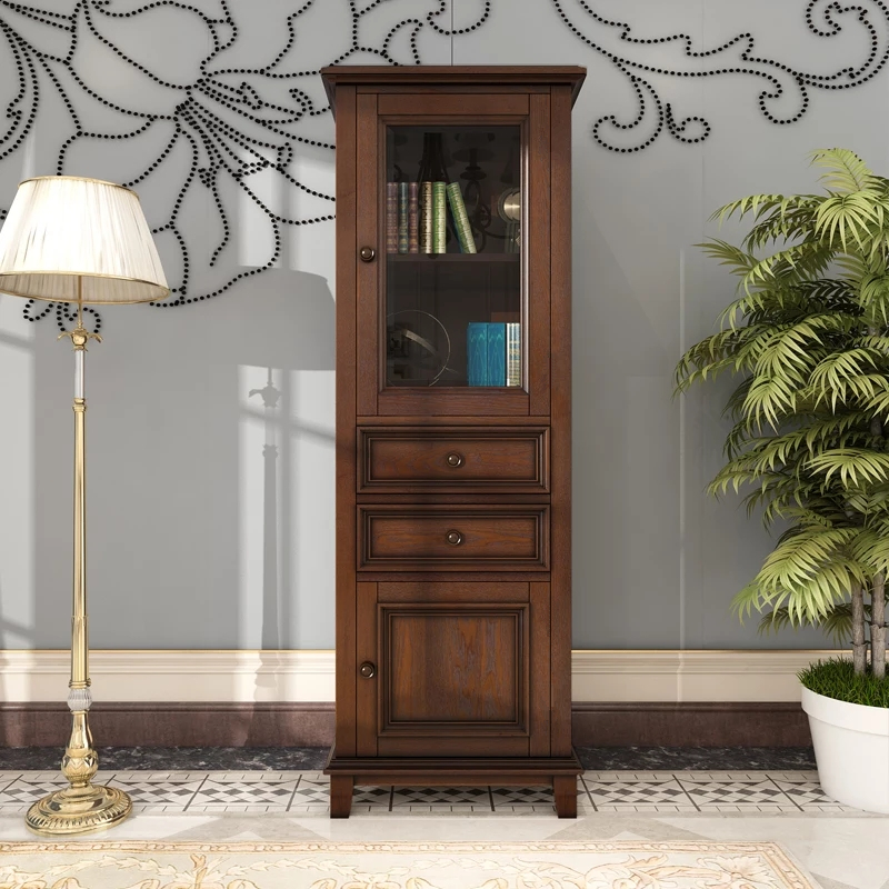 American Oak Wood Solid Wood Bathroom Side Cabinet Floor Living Room TV High Cabinet Storage Containing Narrow Side Cabinet Makeup Room Stand Cabinet