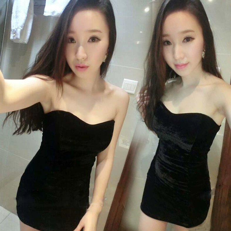 Phát sóng trực tiếp quần áo nữ neo đêm cho thấy phụ nữ gợi cảm nhung vàng túi chặt hông ống top váy công chúa mini váy - váy đầm