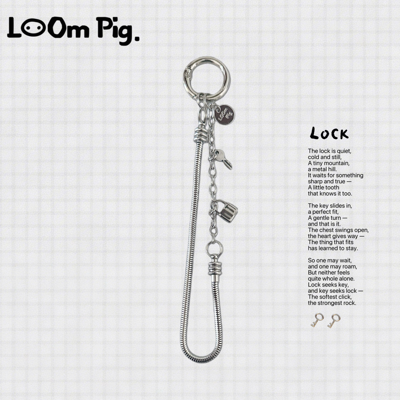 Loom Pig《Click》Key Lock Stainless Steel Phone Chain Snake Bone Handheld Heavy-Duty Silver Pendant·Original Loom Pig《Click》Key Lock Stainless Steel Phone Chain Snake Bone Handheld Heavy-Duty Silver Pendant·Original
