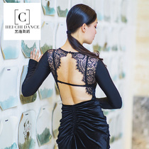 Modern dance practice jumpsuit autumn and winter New Joker show beauty back Latin dance sexy leash ribbon chest pad