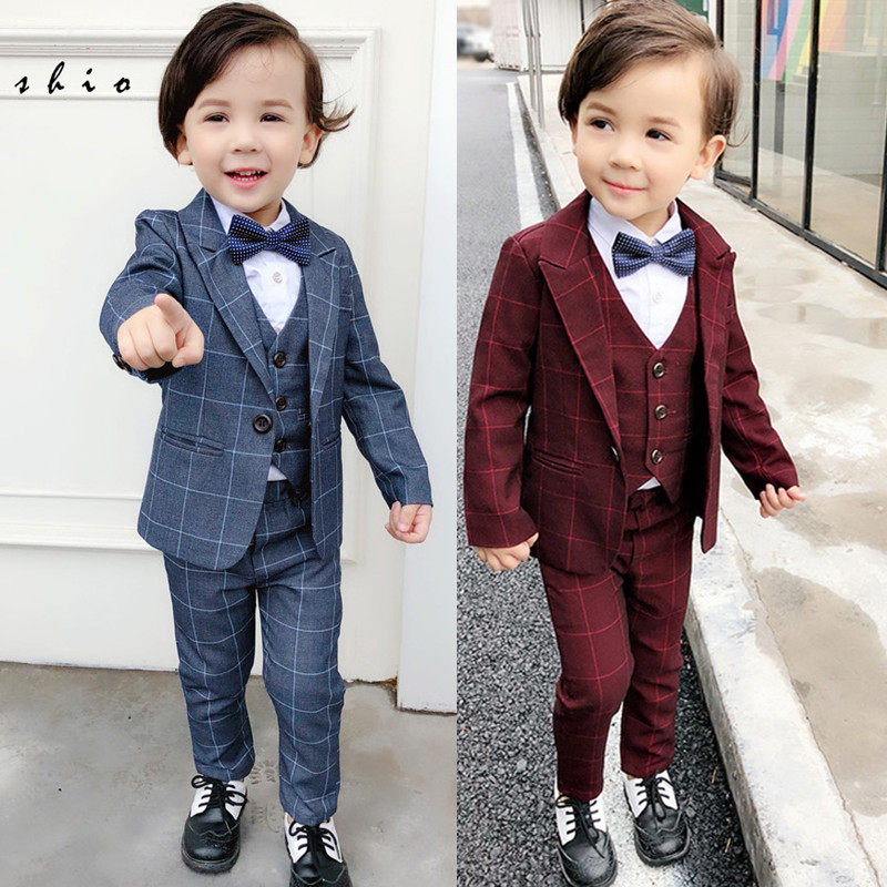 Boy's small suit suit Spring and autumn Korean version Children Western suit Inren Wind baby flower boy boy dress handsome young boy