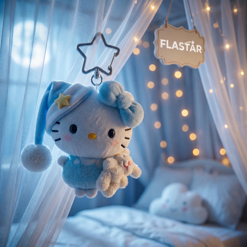 Japanese Flastar Holding a Bunny Blue Star Hat Kitty Bag Pendant 10cm Hello Kitty Keychain Gift for Women