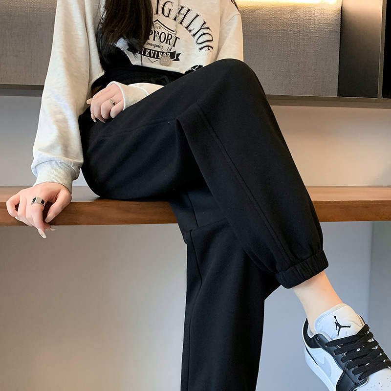 Black Jogger Pants for Women, Spring and Autumn Thin Style, Loose Fit, Cuffed Lantern Pants, 2026 New Model, Slimming, Versatile Casual Sweatpants