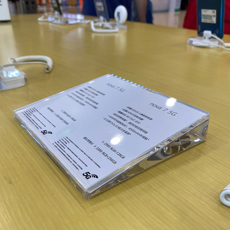 New dual-position Huawei 3 6 nameplate mobile phone price display card transparent acrylic counter stand table brand Apple