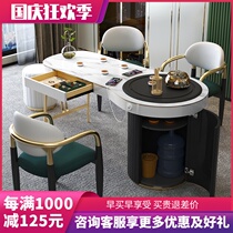 Office balcony kung fu coffee table Table Table and Chair combination set kettle integrated rock plate Italian light luxury wind