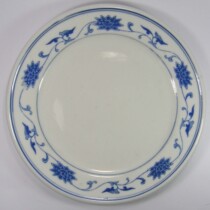 Jingdezhen original state-owned Hongqi Porcelain Factory Hotel Customized Porcelain Blue and Flower Branches Thickened Eight-inch 20CM Flat Plate