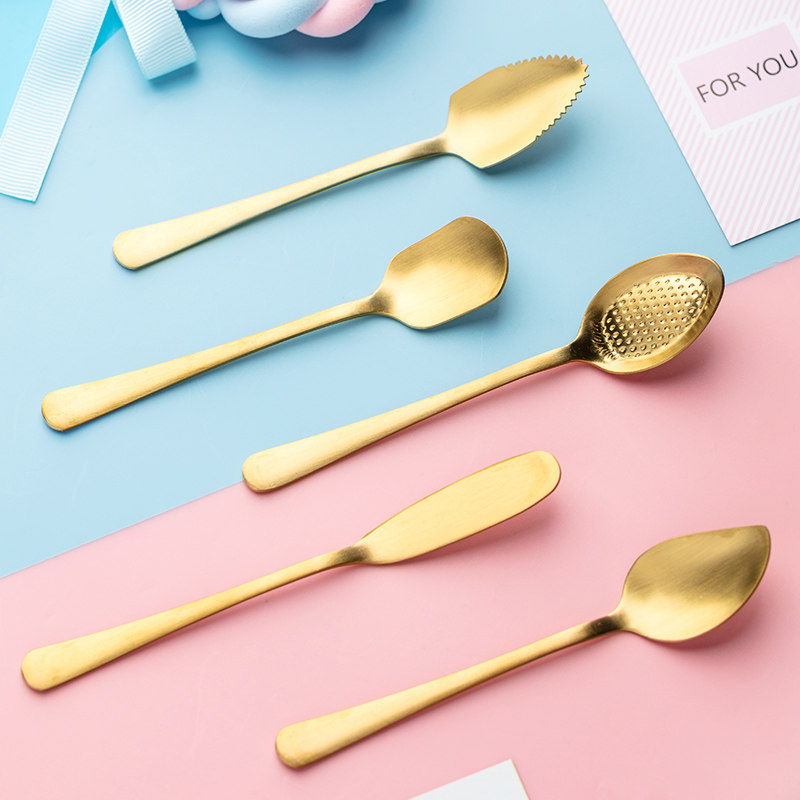 Sweet pitchfork spoons sweet spoons European style ice cream Fruit spoon Baby scraped apple puree ice-cream Home Soup Spoon Cutlery