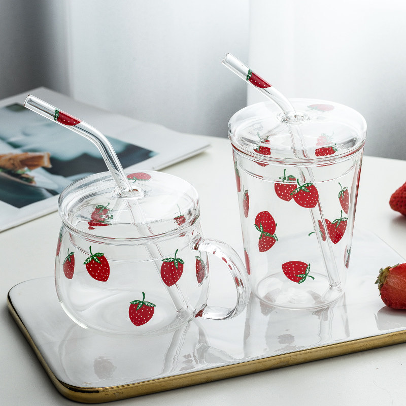 Glass cup ins wind household cup tea cup water cup girl cute high temperature resistant male simple fresh forest tea