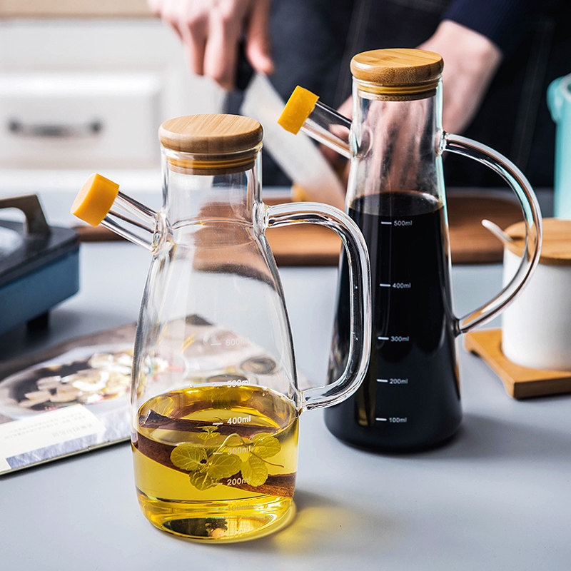 Lead-free large glass household oil pot oil bottle leak-proof kitchen supplies oil pot small vinegar pot vinegar bottle soy sauce bottle