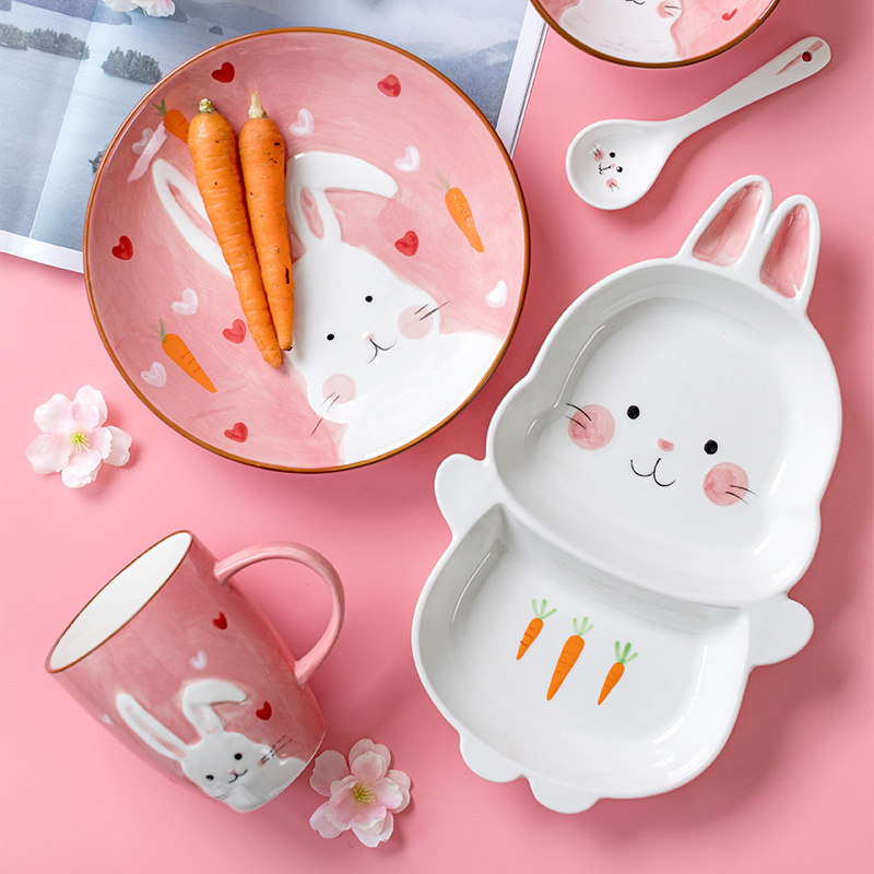 Children's Day Children's Day Children's Tableware Set Baby Dinner Plate Ceramic Creative Cartoon Plate Bowl Home Separation