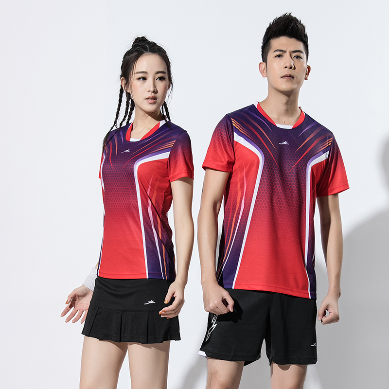 Men and Women Badminton Summer Short Sleeve Dry Breakthrough T-shirt Fitness Running Dress Team Clothes
