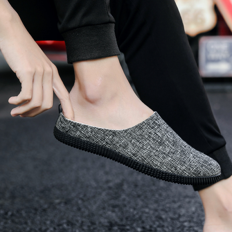 Canvas semi-slipper men's summer breathable men's shoes 100 hitch casual and no heel sloth old Beijing cloth shoes bean-wave shoes