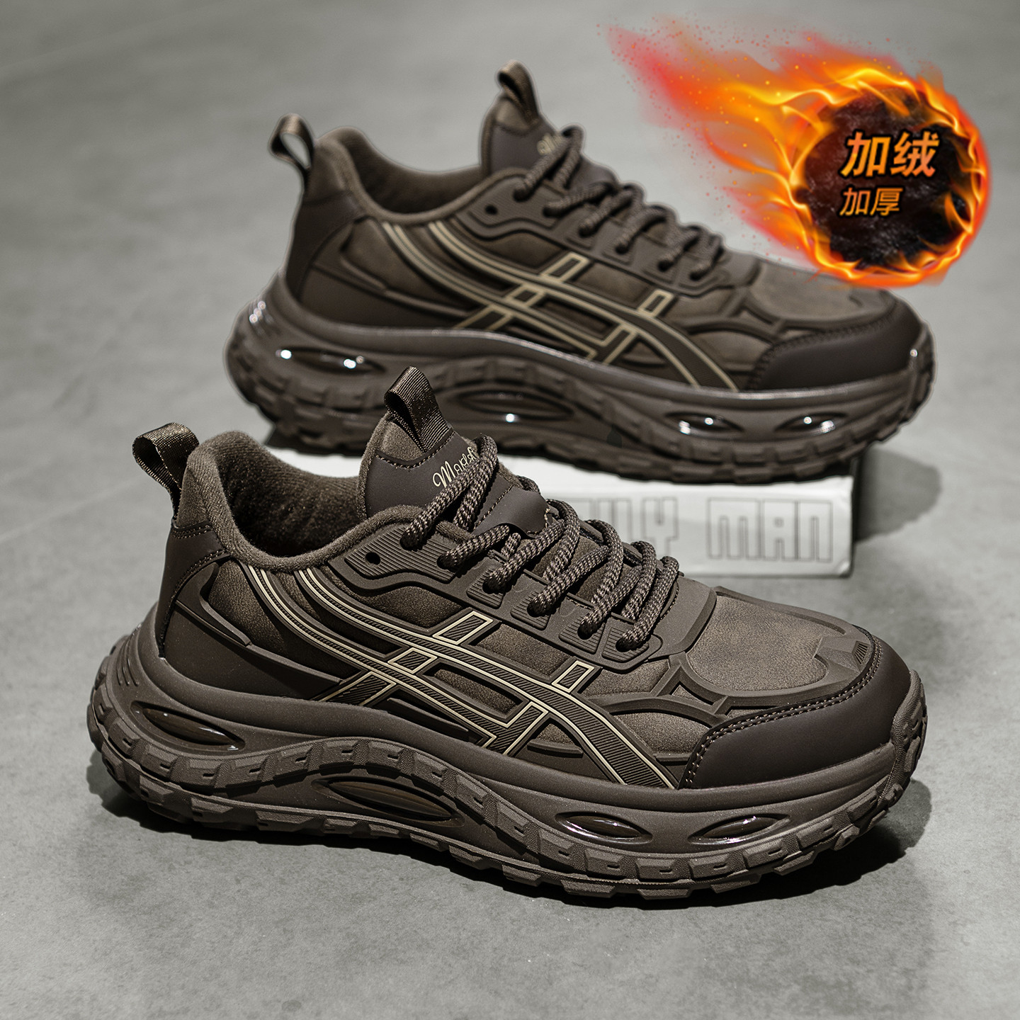 Men's Shoes 2025 New Winter Style, Fleece-Lined, Thickened, Warm, Cold-Resistant Cotton Shoes, Casual Sports Running Versatile Dad Sneakers