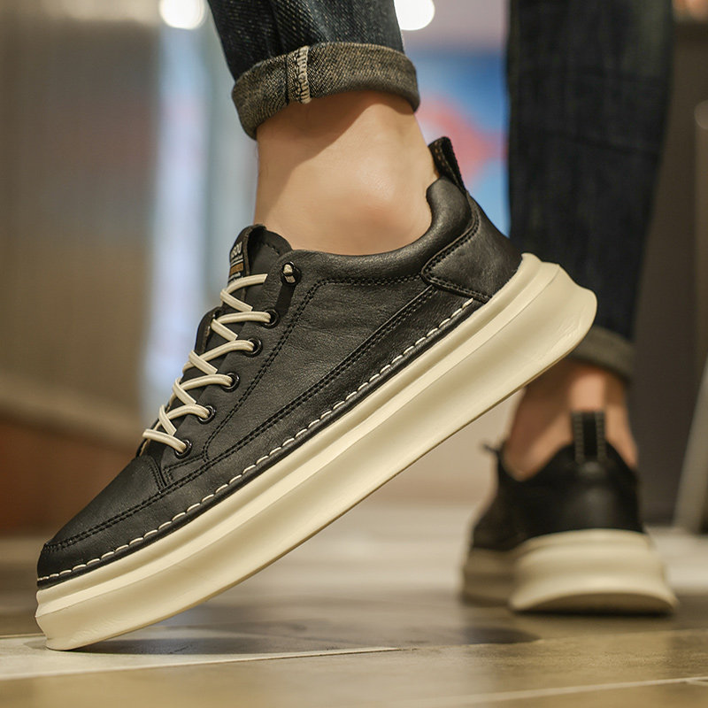 Men's Shoes 2026 New Winter Korean Style Versatile Casual Leather Shoes Slip-On Sneakers Men's Sports White Shoes Spring