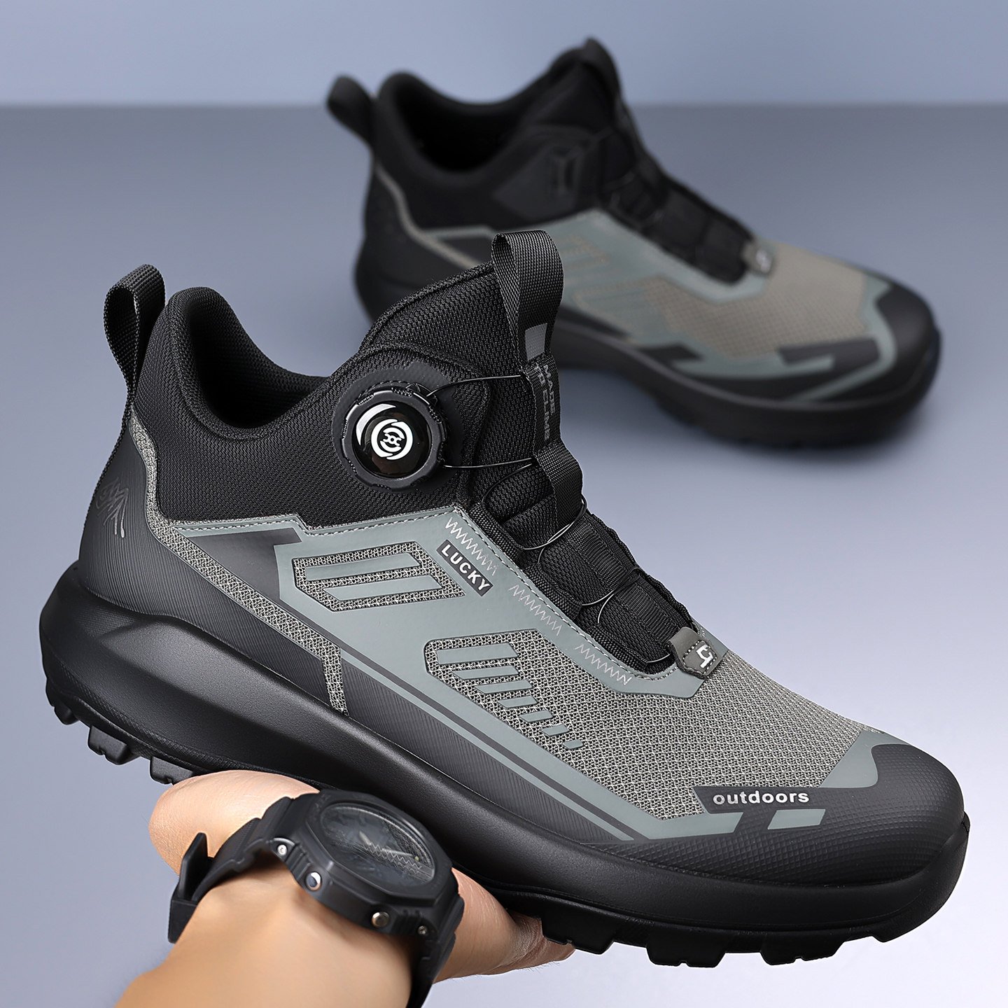 High-Top Men's Shoes, Winter Breathable, Trendy, Versatile, Running, Thick-Soled, Youth Outdoor Hiking, Mountaineering, Casual Sports Shoes