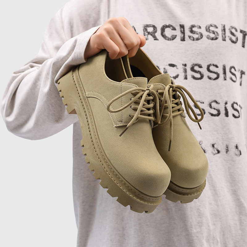 Men's Shoes 2025 New Winter British Style Business Formal Casual Leather Shoes Youth Height-Increasing Large Toe Derby Trendy Shoes