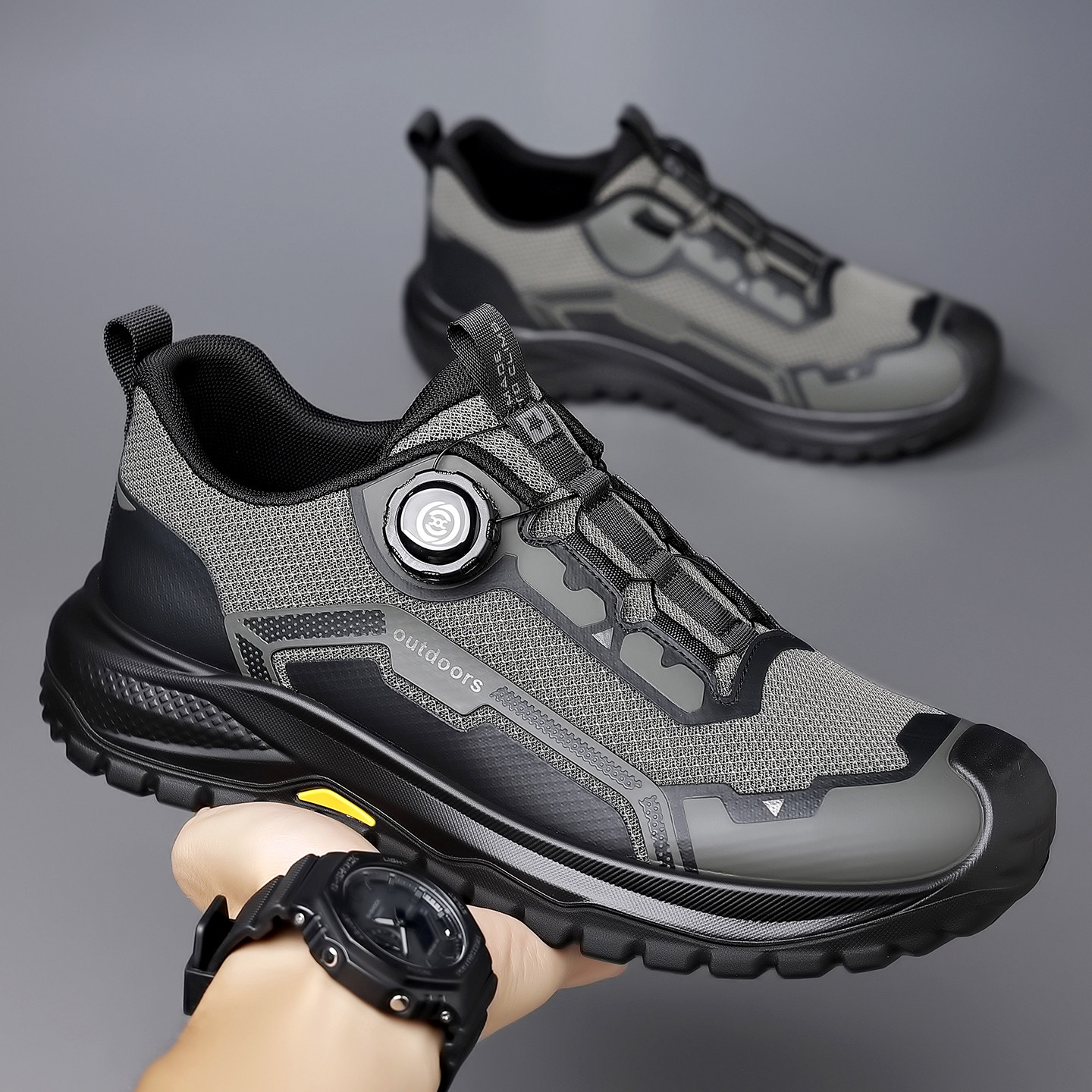 Rotating Buckle Men's Shoes 2025 New Winter Versatile Casual Sports Outdoor Hiking Lace-Free Breathable Non-Slip Trendy Shoes