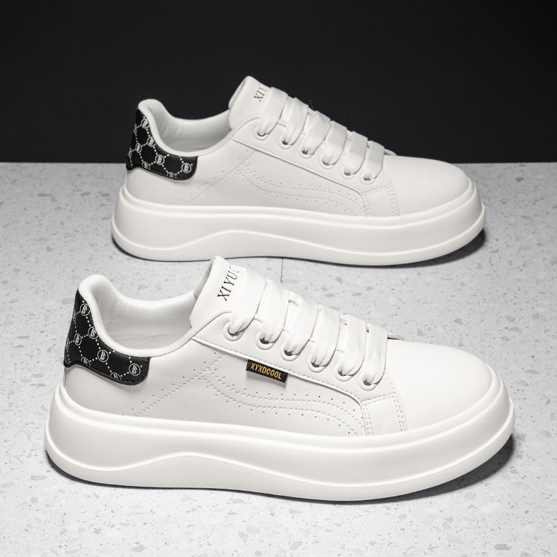 Men's Shoes 2025 New Winter Breathable Versatile Sports Casual Non-Slip Sneakers Soft Sole Lightweight Leather Surface Trendy White Shoes