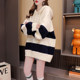 Loose Korean style lazy style hooded sweater for women 2024 new spring style age-reducing fufu knitted jacket