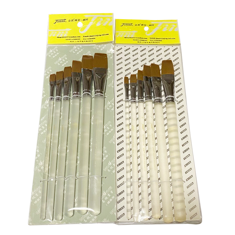 Gold mud gouache brush F-16 Nylon flat head transparent grinding rod Oil painting acrylic watercolor pen Gold Mud art painting gouache oil painting Acrylic nylon brush