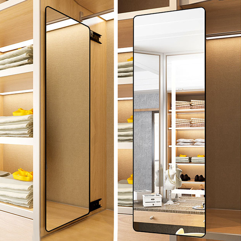Wardrobe mirror built-in push-pull full body mirror with invisible rotating full-body mirror telescopic folding and folding bedroom with full body