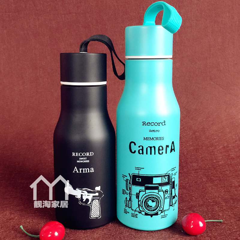 Creative Hand Dura Bottle Insulated Cup Stainless Steel Vacuum Water Cup Men And Women Students Warm Water Pot Lovers Straight Body Portable Cups