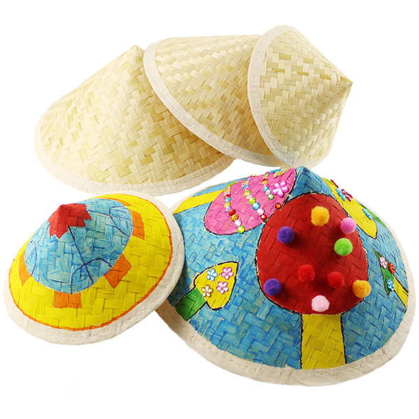 Kindergarten Environment Creation Painting Decoration Bamboo Woven Bamboo Hat Straw Hat DIY Straw Hat Bamboo Woven Sunshade Performance Props