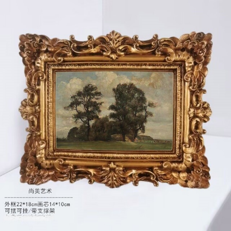 European-Style Photo Frame Display Stand for Bedroom, New Rectangular Resin Picture Frame for Wall Hanging, Office Room Vintage Carved Ornament