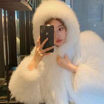2021 new fox fur bifacial woven fur straw jacket female short profile Henning even cap young fashion minus age