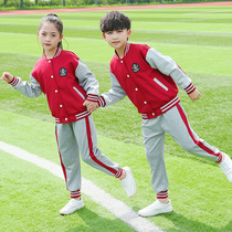 Kindergarten Garden Clothing Spring Autumn Clothing School Uniform Suit First-grade Elementary School Students Class Uniforms Inglén Wind Children Sportswear Red