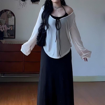 Plus size fat mm pure lust style gentle suit women's summer summer ບາງ blouse ປ້ອງກັນແສງແດດ + dress ຄໍ halter