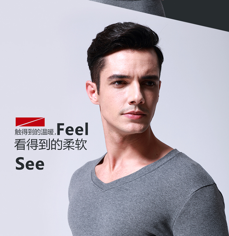 Áo thun cotton dài tay nam cổ chữ V chạm đáy áo lót đồ lót màu sắc mùa thu quần áo đơn sắc áo len cotton mùa đông ấm áo phông dài tay