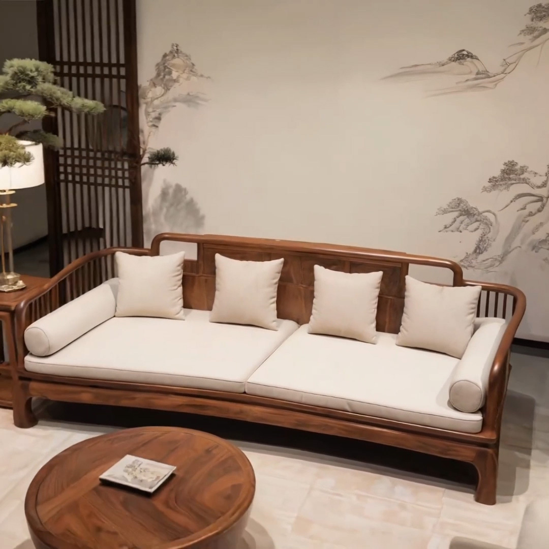 新中式黑胡桃木实木沙发：现代与传统的完美融合