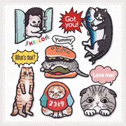 Boutique Thêu Mèo Động vật Vải Patch Patch Cave Thời trang Patch Patch Trâm Trang sức Trang sức - Trâm cài
