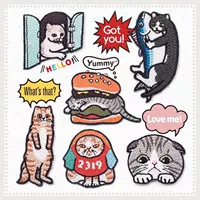 Boutique Thêu Mèo Động vật Vải Patch Patch Cave Thời trang Patch Patch Trâm Trang sức Trang sức - Trâm cài ghim cài áo