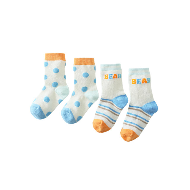 ຖົງຕີນເດັກນ້ອຍ Qiqi Xiong ຖົງຕີນເດັກນ້ອຍພາກຮຽນ spring ເດັກຊາຍແລະເດັກຍິງຕາຫນ່າງ socks breathable ກາງ calf socks ເດັກນ້ອຍພາກຮຽນ spring ພາກຮຽນ spring ແລະດູໃບໄມ້ລົ່ນ