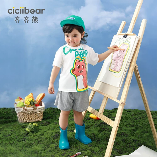 Детские нарукавники, тонкий комплект, футболка с коротким рукавом для мальчиков, короткий рукав, в западном стиле