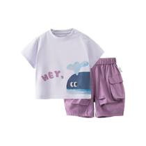 5A Antibacterial Small Parasol] Qi Qi Xiong Boys Summer Clothes 2024 New Set Childrens Summer Moisture-wicking T-Shirt