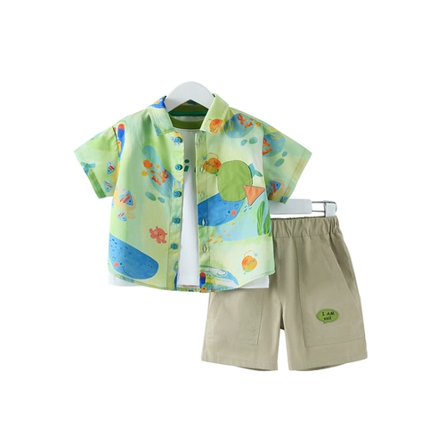 Комплект, дорожная быстросохнущая летняя одежда для мальчиков, детская летняя рубашка, 3 предмета